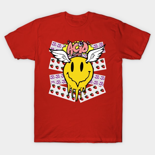 Flying Acid House Smiley T-Shirt by oink